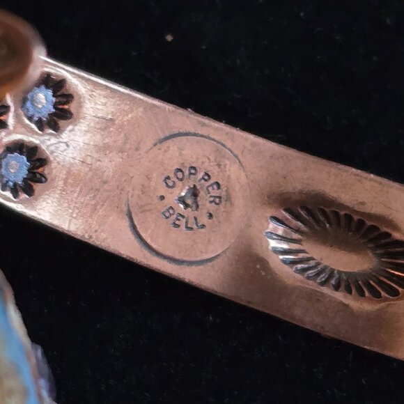 VTG Bell Trading Post Copper Cuff Bracelet Etched Thunderbird Tribal Arrow 1940s - Picture 8 of 8